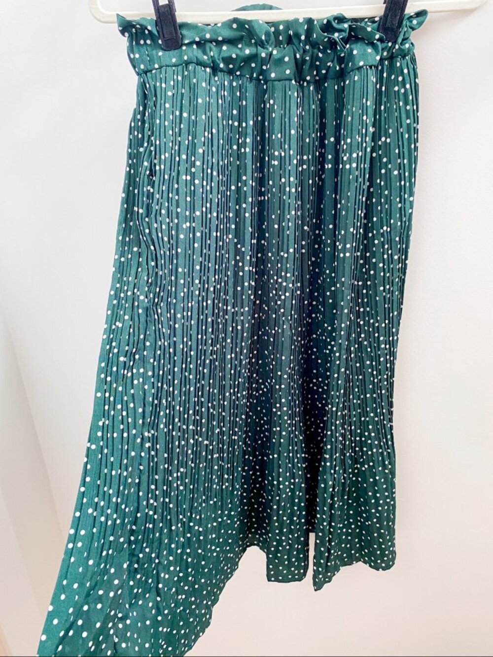 Miss Sparkling Green Polka Dot Pleated Skirt - Size Small